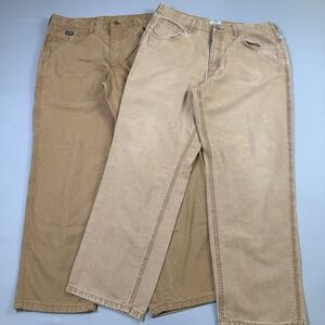 Lot of 2 Tyndale FR Jeans Mens 38x32 Tan Denim Work Pants Cat 2 2112 Welding